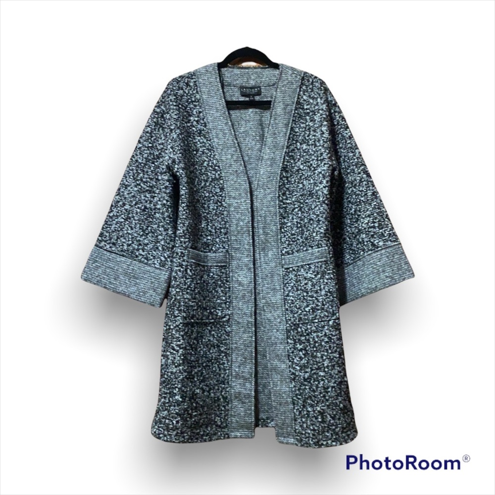 Laundry, by Shelli Segal lightweight long jacket. Grey/Black.  Size Medium.